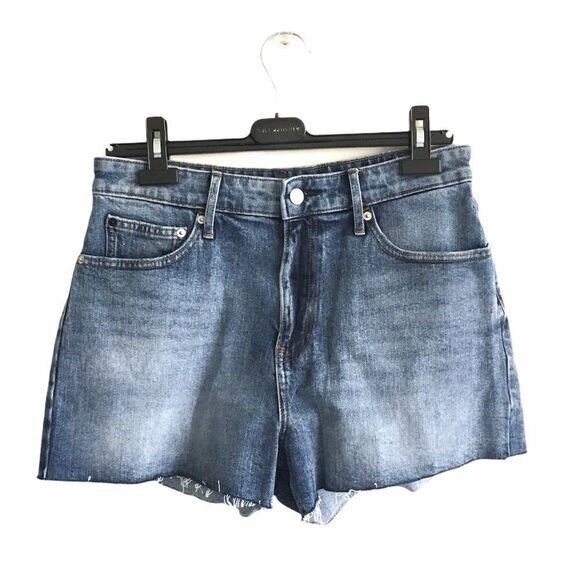 Calvin KLEIN High Waisted Denim Jean Shorts Blue 30 - Picture 2 of 4